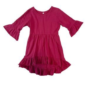 Tunic Dress Girls Size 3T Red Ruffle Sleeves‎ High Low Ruffle Hem